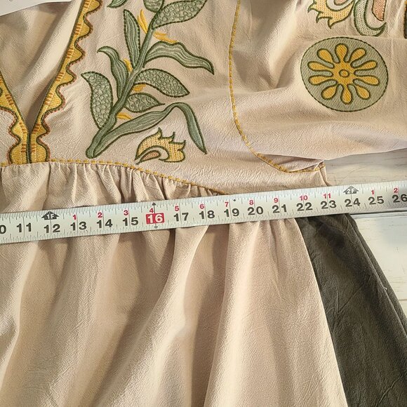 Oversized Embroidered Harvest Autumn Midi Dress NEW Sunflower Corn Fall Boho S - Picture 7 of 10